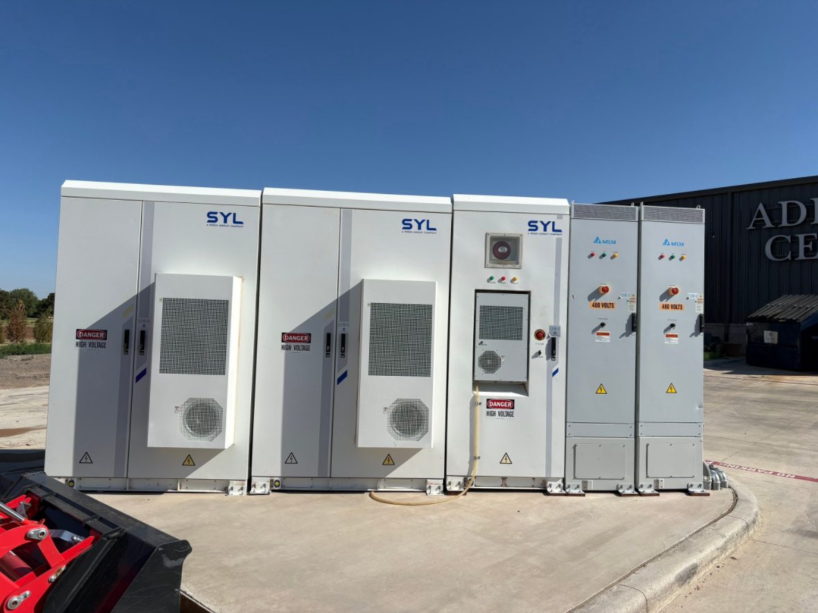Battery units on a concrete pad